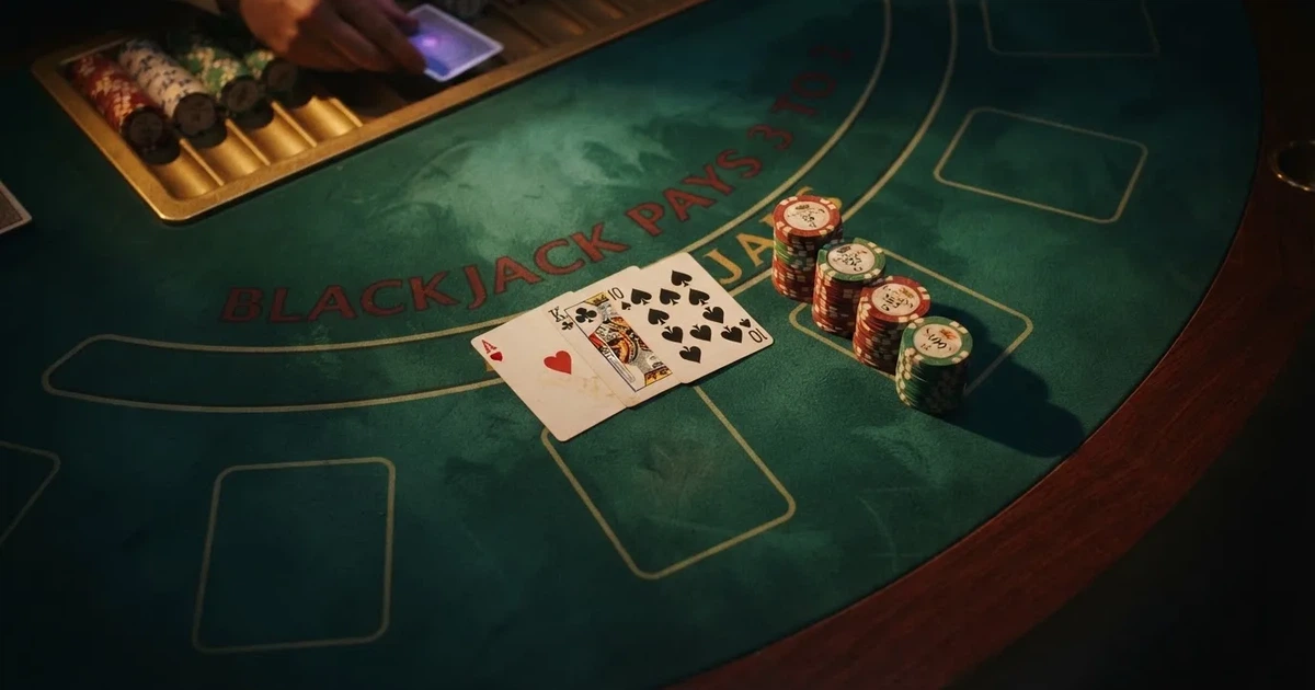 Osvijetljen stol za igru s kartama, snimljen odozgo — casino igre u hrvatskoj